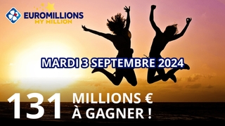 Jackpot Euromillions du mardi 3 septembre : 131 millions d'euros à remporter !