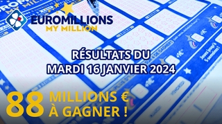 Résultats EuroMillions : Tirage du mardi 16 janvier 2024